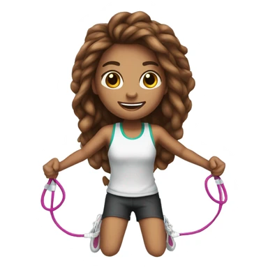 Jump Rope with long brown hair light medium skin sticker