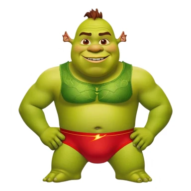 Шрек в трусах на которых нарисован молния макуин sticker