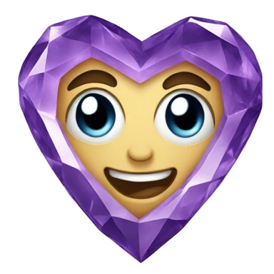 Purple crystal heart cartoon sticker