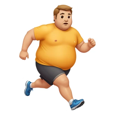 fat guy running sticker