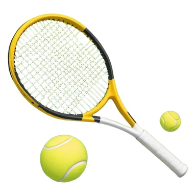 A tennis racket and ball on a grass or hardcourt surface, symbolizing the sport. The racket has a sleek design with tightly strung strings, while the bright tennis ball rests nearby, capturing the essence of precision, agility, and competition. sticker