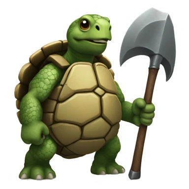 giant war turtle holding an axe sticker