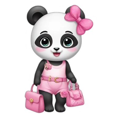 a cute baby panda with girly accessories sticker