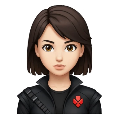 a brunette slim fighter woman in black, pixel art style sticker