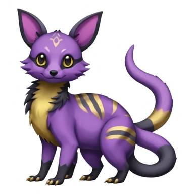 Rare exotic cute epic aesthetic gothic colorful Salandit-Eevee-Civet-species-Fakemon-hybrid-creature, with markings, full body sticker