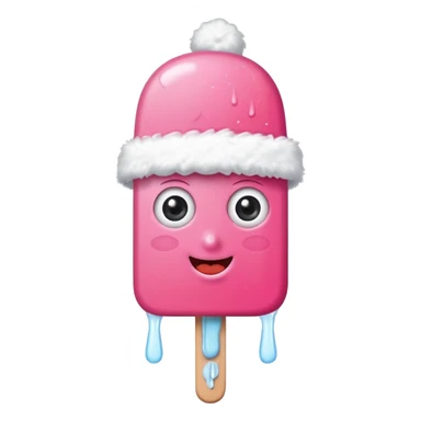 happy pink popsicle with eyes and white snow hat sticker