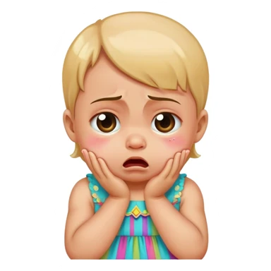 crying baby in colorful dress sticker