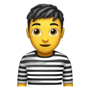 a yellow-skinned robber wearing a black and white striped t-shirt sticker