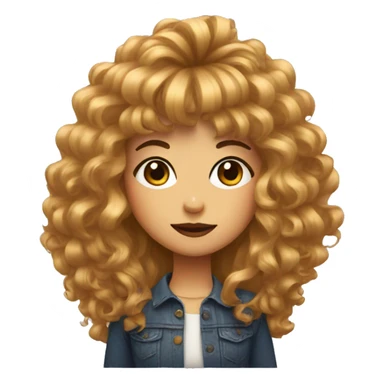 girl with big hair with bangs and an instagram symbol sticker