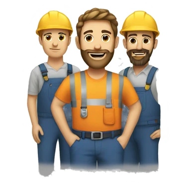 Guy with beard on top of three workers sticker