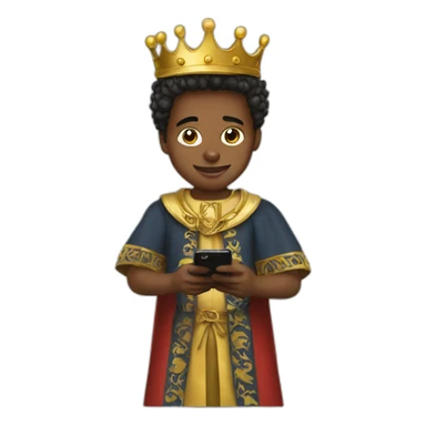 Young king using phone sticker