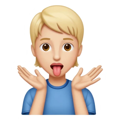 Tongue out with hands on the side sticker