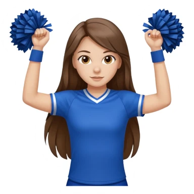 brown hair, hazel eyes, blue athletic cheerleading shirt, strait long hair girl sticker