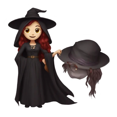 witch with dark red long hair sticker