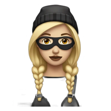 bank robber blonde woman with black beanie hat eye mask and striped shirt sticker
