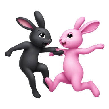 black bunny dancing with pink bunny sticker
