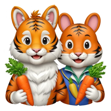 Laughing tiger and bunny sticker