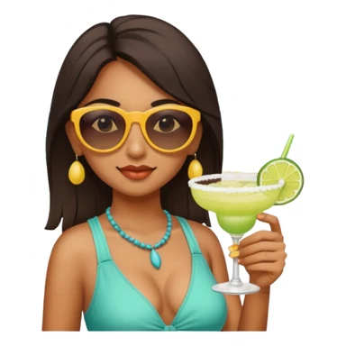 Indian girl on beach with margarita  sticker