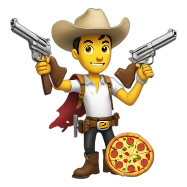 Lucky luke with pizza and guns sticker