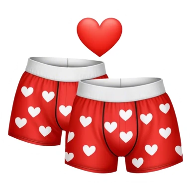 red boxers with white hearts all over it with a black outline on the hearts sticker