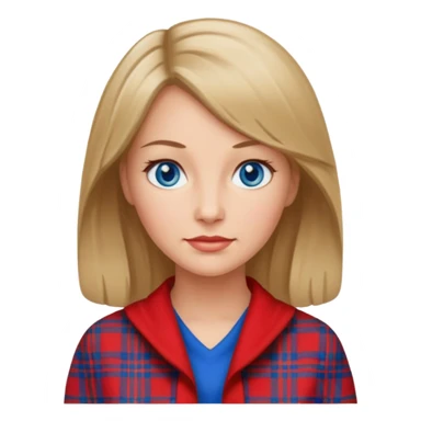 middle   aged female with Scottish red attire and dark blonde hair and blue eyes sticker