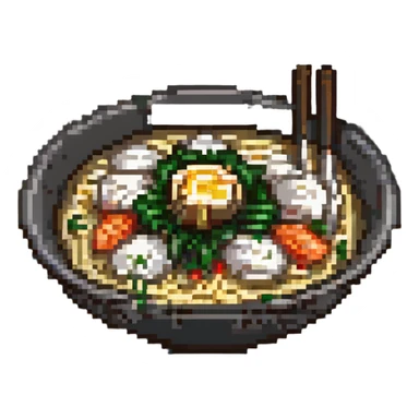cold noodles, pixel art style sticker