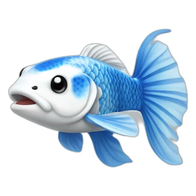 Blue and White Koi Fish sticker