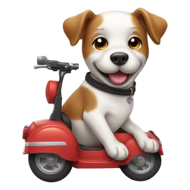 dog riding a scooter  sticker