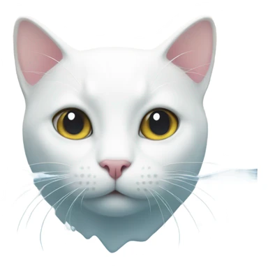 White Cat Swimming sticker