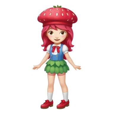 Strawberry shortcake human girl full body and legs with a strawberry hat on her hair without a cake sticker