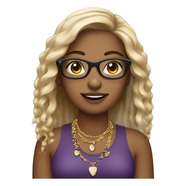 Girl with jewelry and glasses sticker