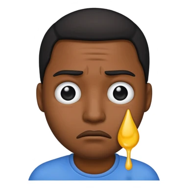Black man emoji shedding a tear with a frown sticker