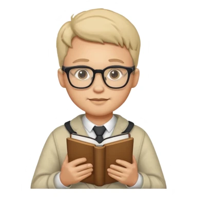 Nerd man wearing glasses with the book and computer sticker