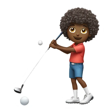 curly hair boy playing golf sticker