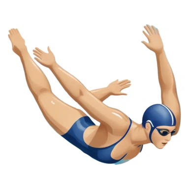 An icon featuring a swimmer in mid-stroke, cutting through the water with a strong, fluid motion. The design includes ripples around the swimmer’s body and a pool lane line in the background, symbolizing speed and technique in swimming. Transparent background highlights the grace sticker