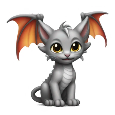 dragon wings on grey kitten sticker