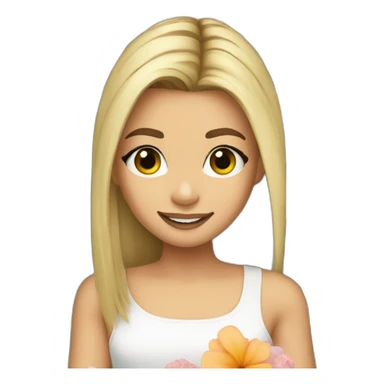 hailey beiber with flowers sticker