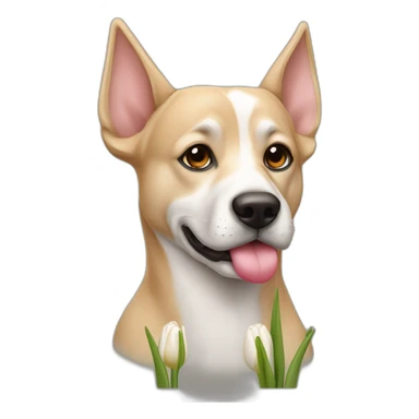 Chien qui tient une tulipe sticker