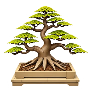 Wide Three tiered Lego bonsai planters stand, shelving nine maple specimens and several smaller azaleas, frame made of one inch thick driftwood sticker