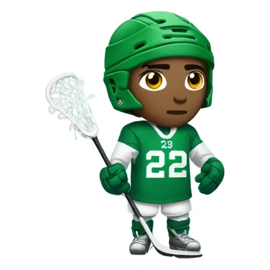 Lacrosse player in green uniform shivering in the snow sticker