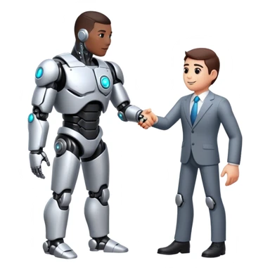 cyborg doing a handshake with business man sticker