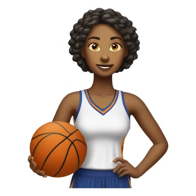 Chica vestida elegante y con una pelota de baloncesto  sticker