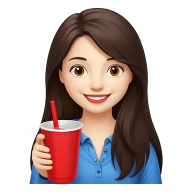 white happy long haired brunette girl with red solo cup sticker