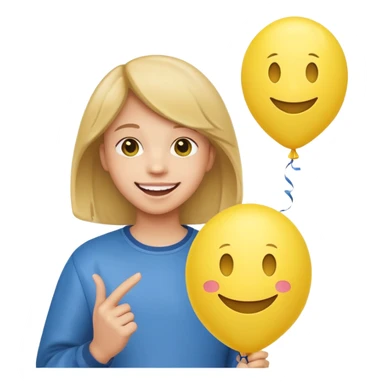 Teen with smiley-face balloon sticker