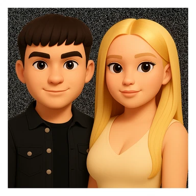 Slightly increase the volume of the upper body of the girl, slightly turn her to face forward, and make the skin color uniform. Maintain the cartoonish 3D style as in the reference image. sticker