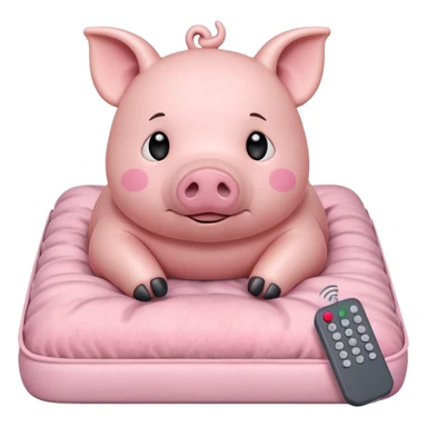 Pig on a bed with remote control  sticker