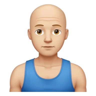 bald man in blue tank sticker