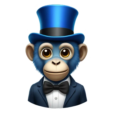 Blue monkey with a top hat sticker