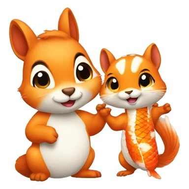 squirrel and koi sticker