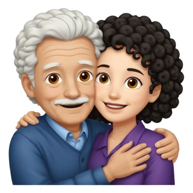 Old man hugging brown skin curly hair woman sticker